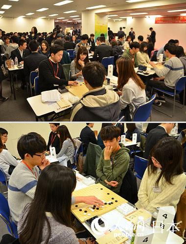 22日，中日韩三国大学生在东京中国文化中心进行围棋双人及多人比赛