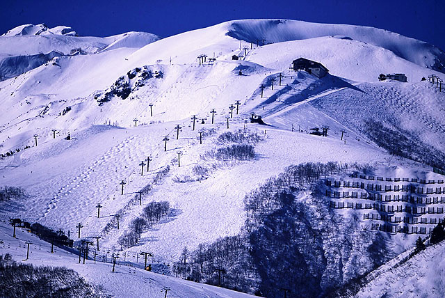 位於長野縣西北部的白馬村，有日本最大規模的單一型滑雪場—“八方尾根滑雪場”。這裡是日本國內規模最大的滑雪場，作為1998年長野冬季奧運中的高山障礙滑雪賽的會場而聞名。規模宏大的滑雪練習場前，3000米級別的北阿爾卑斯山脈咫尺可見。場中有頗具當地特色的滑道，如排列著巨大凸起部分的斜面滑道以及緩急交錯的超長滑道。　