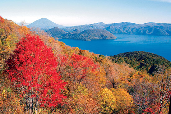 北海道支笏湖的秋景