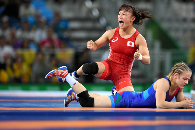 里约奥运:日本选手登坂绘莉女子摔跤48公斤级