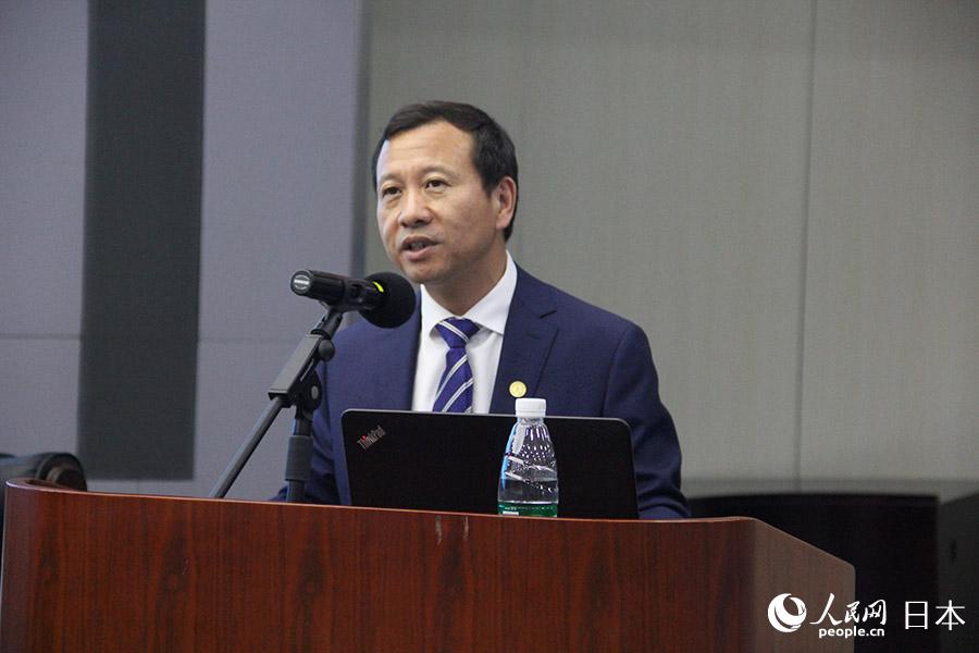 北京第二外國語學院黨委副書記、校長計金標致辭。
