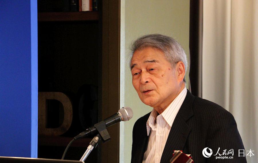 日中友好協會副會長橋本逸男在推介會上致辭。