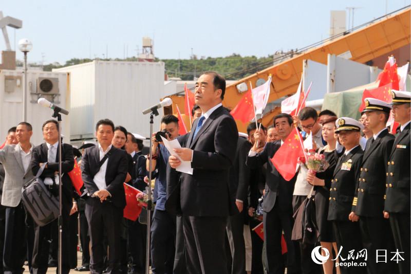 中國駐日本大使孔鉉佑在歡迎式上致辭。