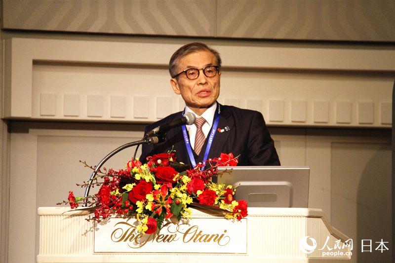 大阪大學校長西尾章治郎在“第六屆中日教育交流會”開幕式致辭。（李沐航 攝）