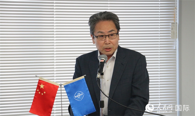 日本国贸促专务理事安田真人在日本路演会场发表致辞。人民网 许可摄