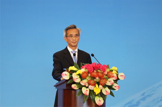 中国人民对外友好协会会长林松添主持招待会。主办方供图