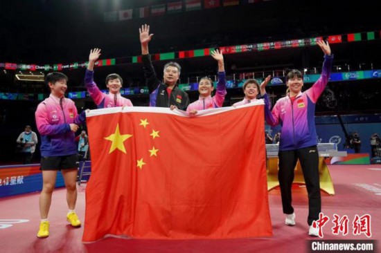 國乒女團橫掃日本奪冠。　國際乒聯供圖